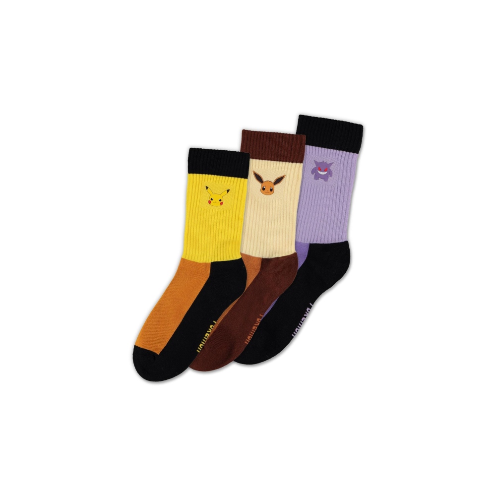 Pokémon - Pickachu, Eevee en Gengar Socks - Multicolours